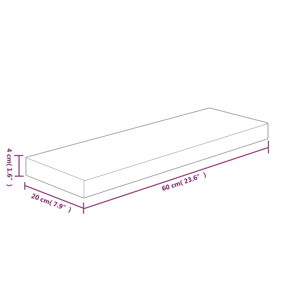 Hyllylevy 60x20x4 cm käsittelemätön täysi tammi - Sisustajankoti.fi