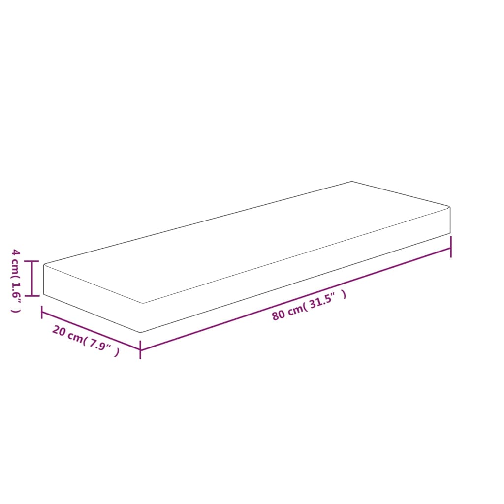 Hyllylevy 80x20x4 cm käsittelemätön täysi tammi - Sisustajankoti.fi