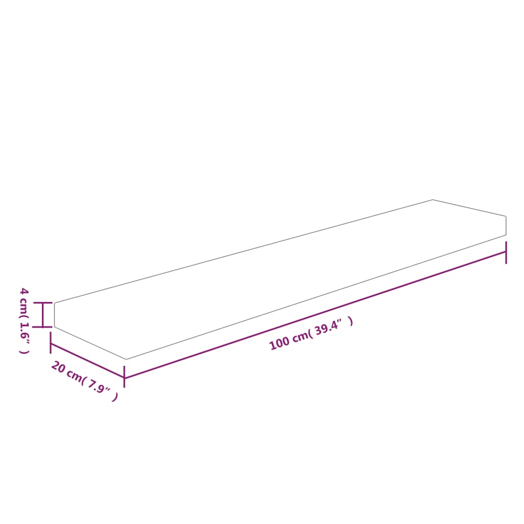 Hyllylevy 100x20x4 cm käsittelemätön täysi tammi - Sisustajankoti.fi