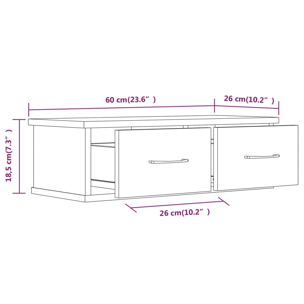 TV-seinäkaappi harmaa Sonoma 60x26x18,5 cm tekninen puu - Sisustajankoti.fi