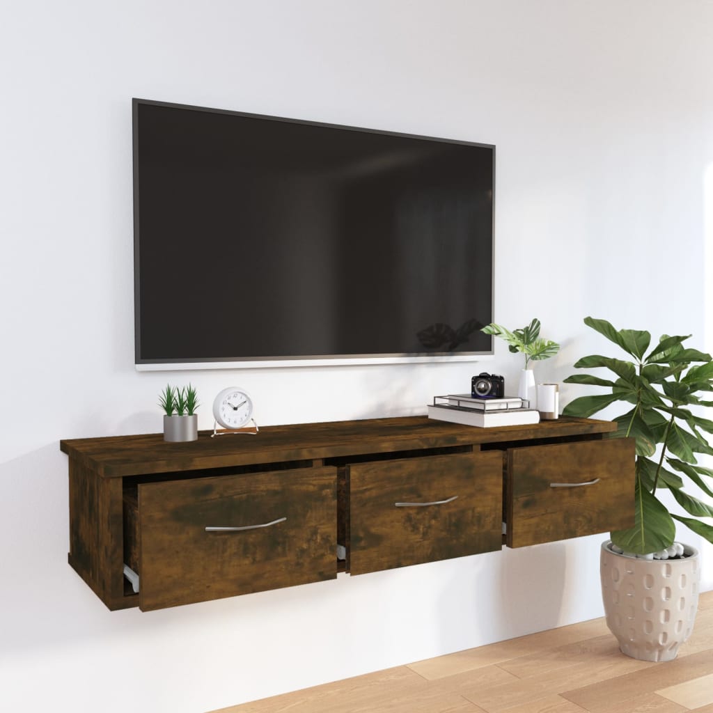 TV-seinäkaappi savutammi 88x26x18,5 cm tekninen puu - Sisustajankoti.fi