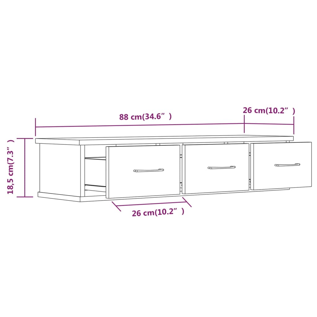 TV-seinäkaappi savutammi 88x26x18,5 cm tekninen puu - Sisustajankoti.fi