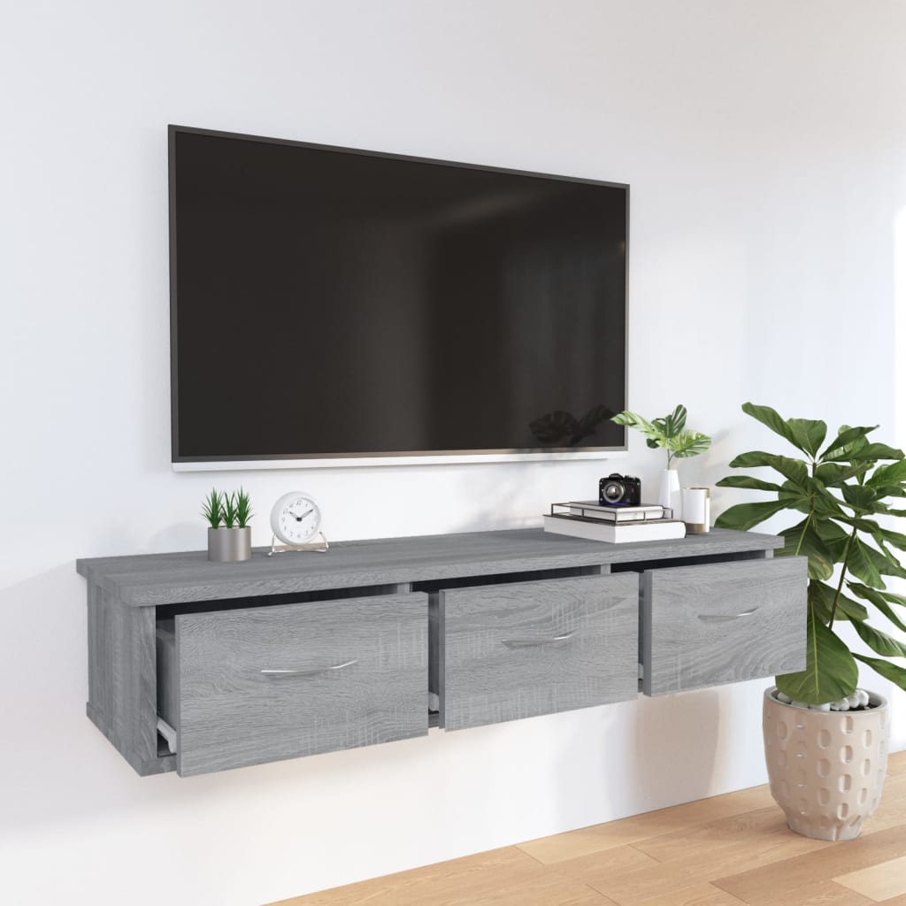 TV-seinäkaappi harmaa Sonoma 88x26x18,5 cm tekninen puu - Sisustajankoti.fi