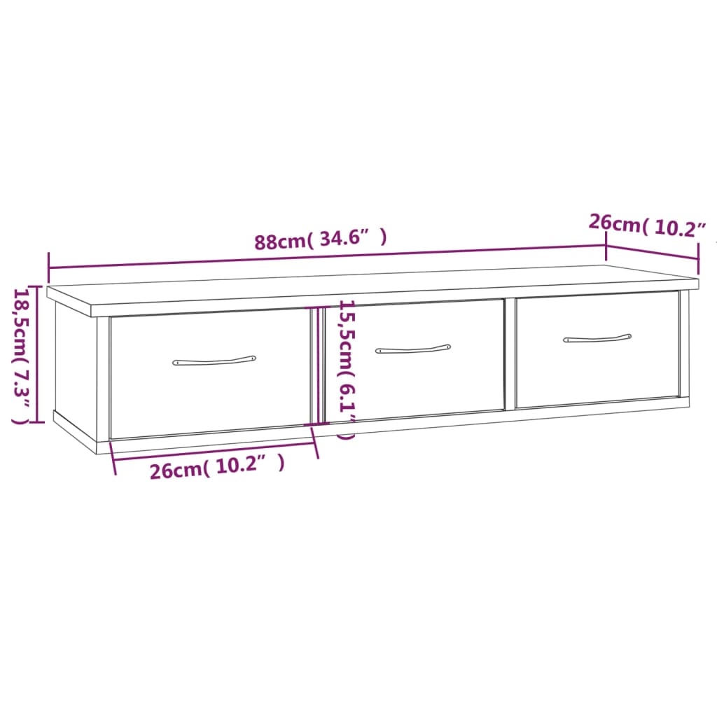 TV-seinäkaappi harmaa Sonoma 88x26x18,5 cm tekninen puu - Sisustajankoti.fi