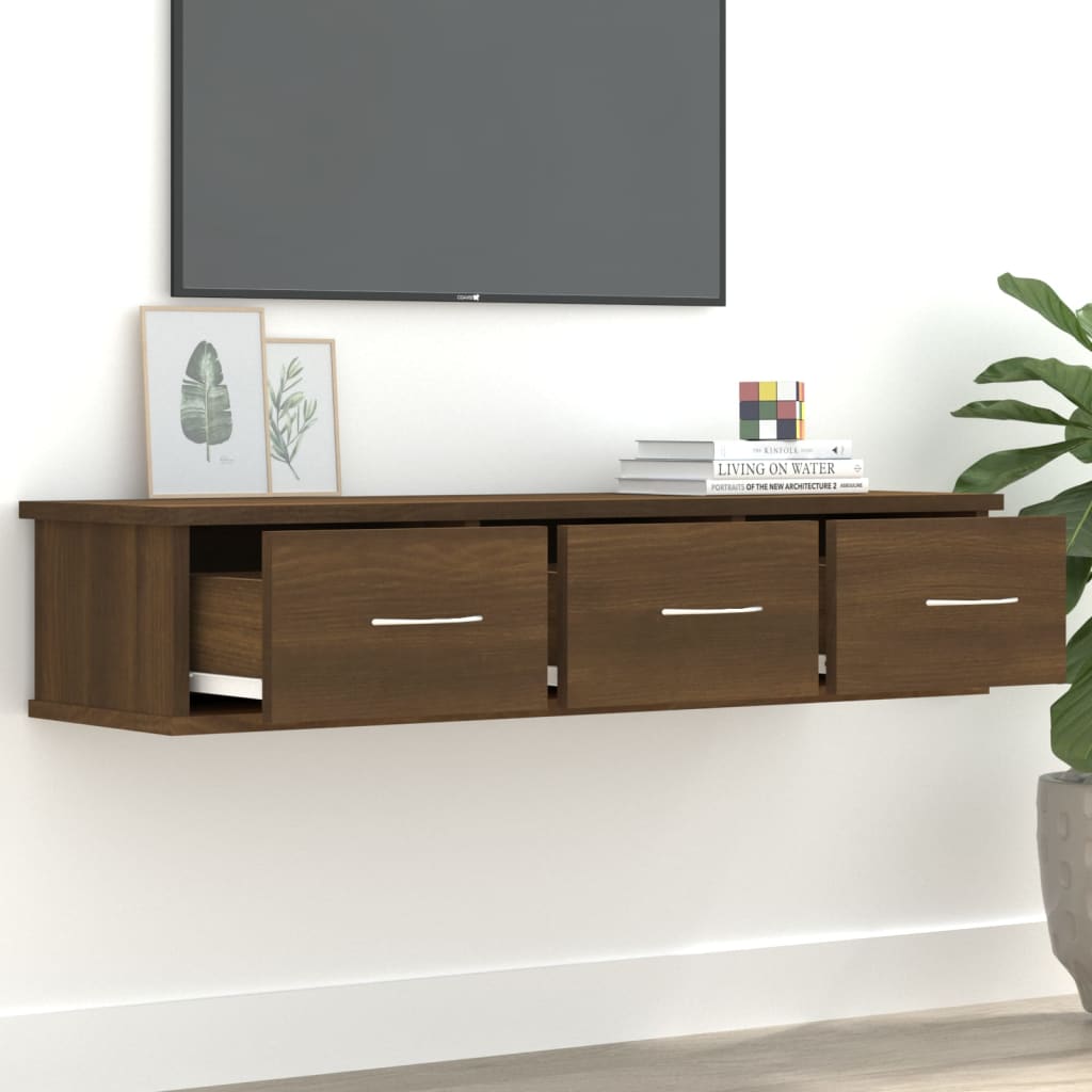TV-seinäkaappi ruskea tammi 88x26x18,5 cm tekninen puu - Sisustajankoti.fi