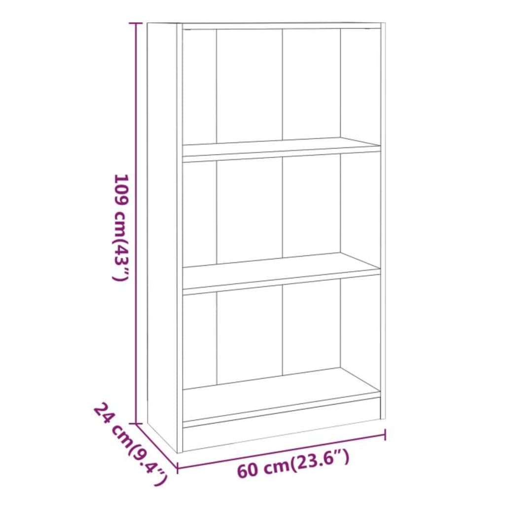 Kirjahylly harmaa Sonoma 60x24x109 cm tekninen puu - Sisustajankoti.fi