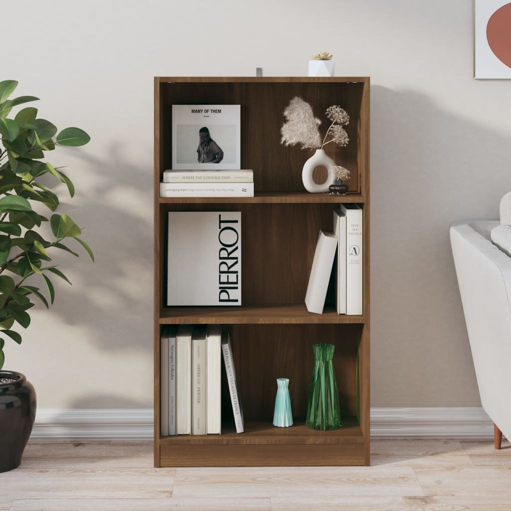Kirjahylly ruskea tammi 60x24x109 cm tekninen puu - Sisustajankoti.fi