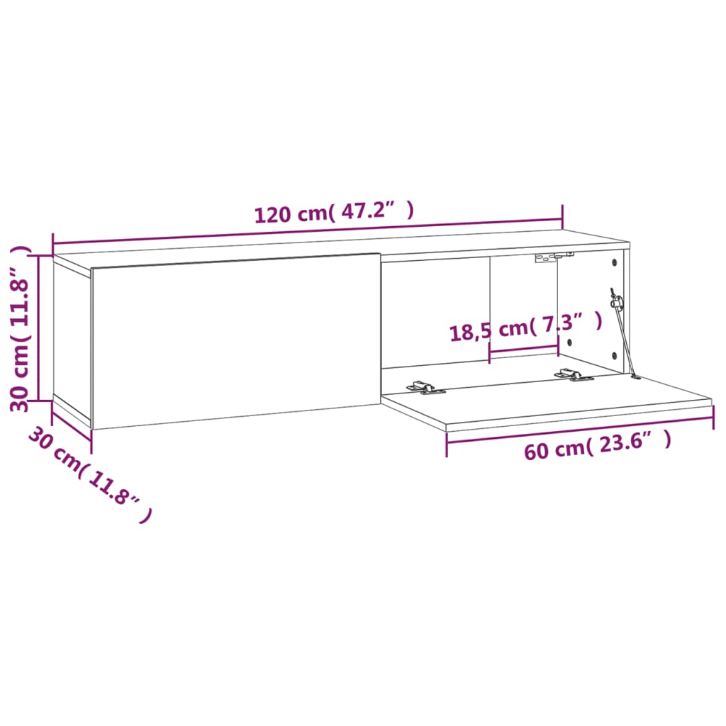 TV-seinäkaappi ruskea tammi 120x30x30 cm tekninen puu - Sisustajankoti.fi