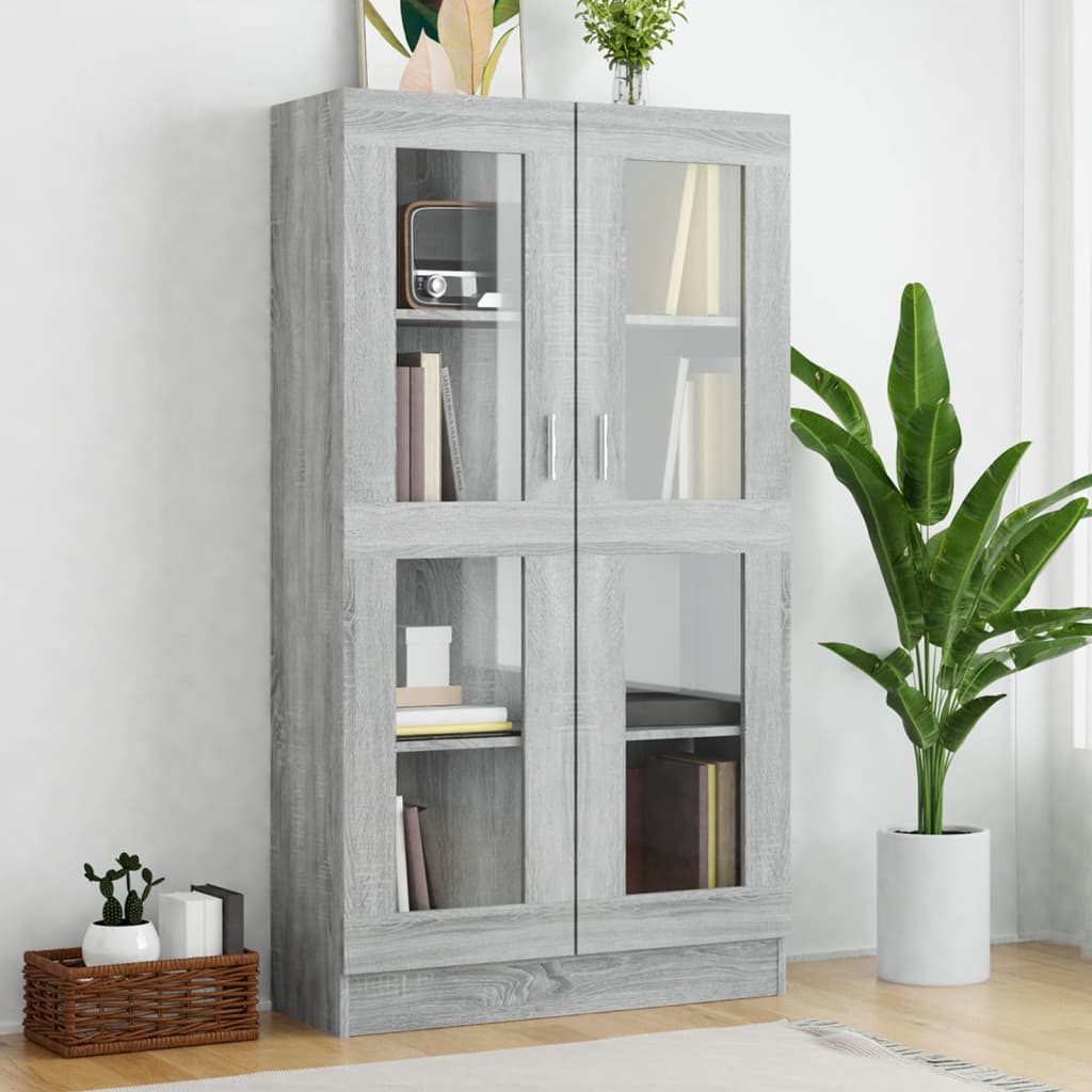 Vitriinikaappi harmaa Sonoma 82,5x30,5x150 cm tekninen puu - Sisustajankoti.fi