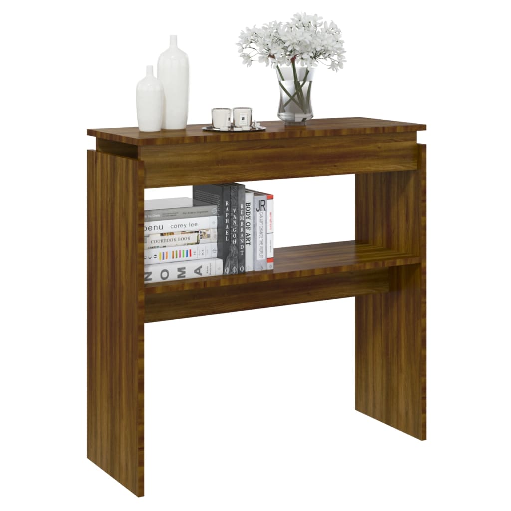 Konsolipöytä ruskea tammi 80x30x80 cm tekninen puu - Sisustajankoti.fi