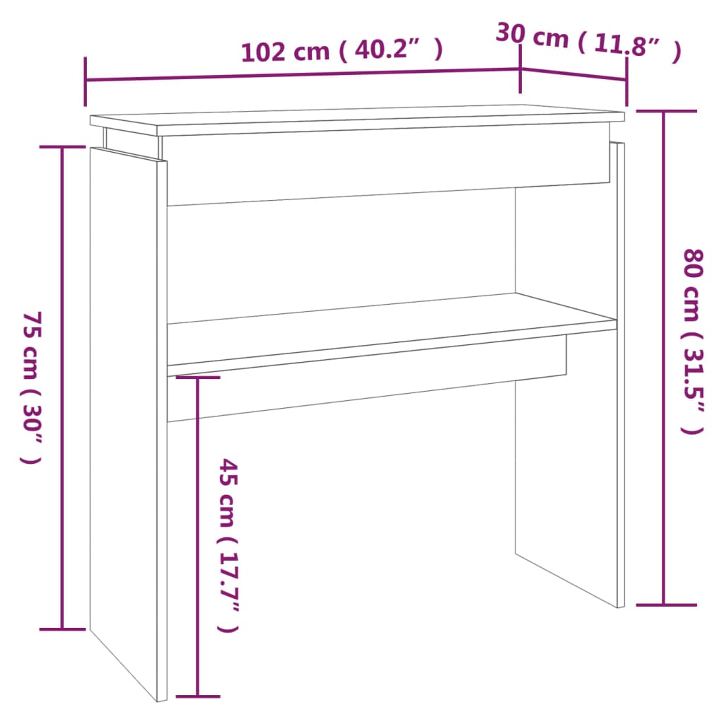 Konsolipöytä savutammi 102x30x80 cm tekninen puu - Sisustajankoti.fi
