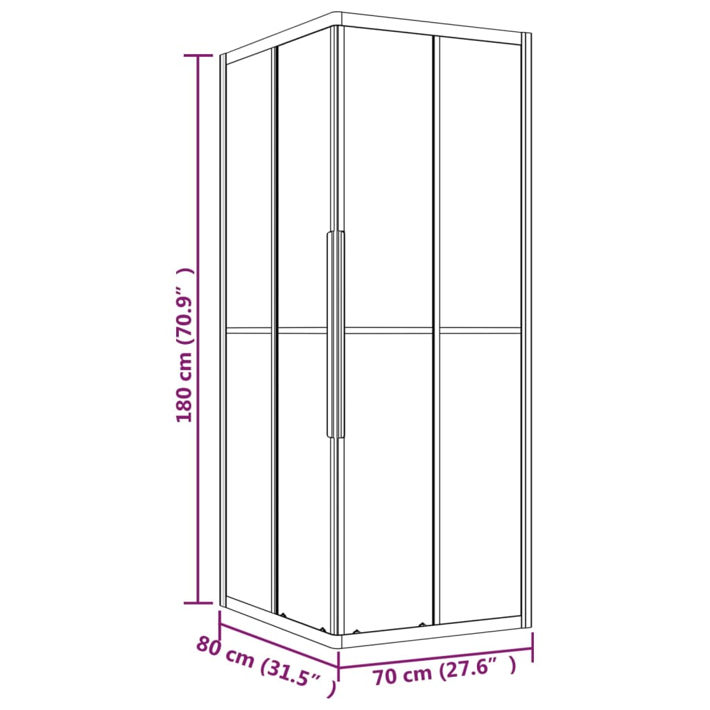 Suihkukaappi puolihuurrettu ESG 80x70x180 cm musta - Sisustajankoti.fi