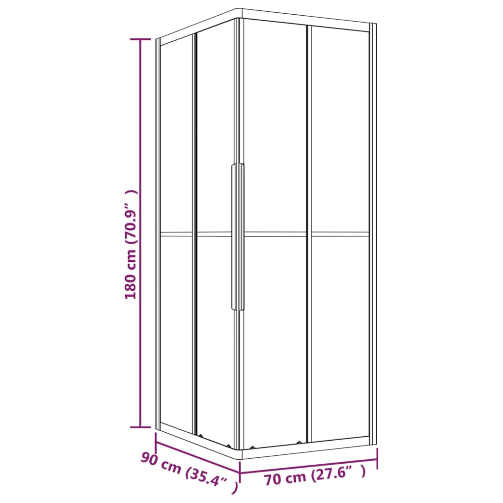 Suihkukaappi puolihuurrettu ESG 90x70x180 cm musta - Sisustajankoti.fi