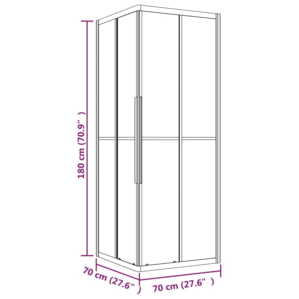 Suihkukaappi huurrettu ESG 70x70x180 cm musta - Sisustajankoti.fi