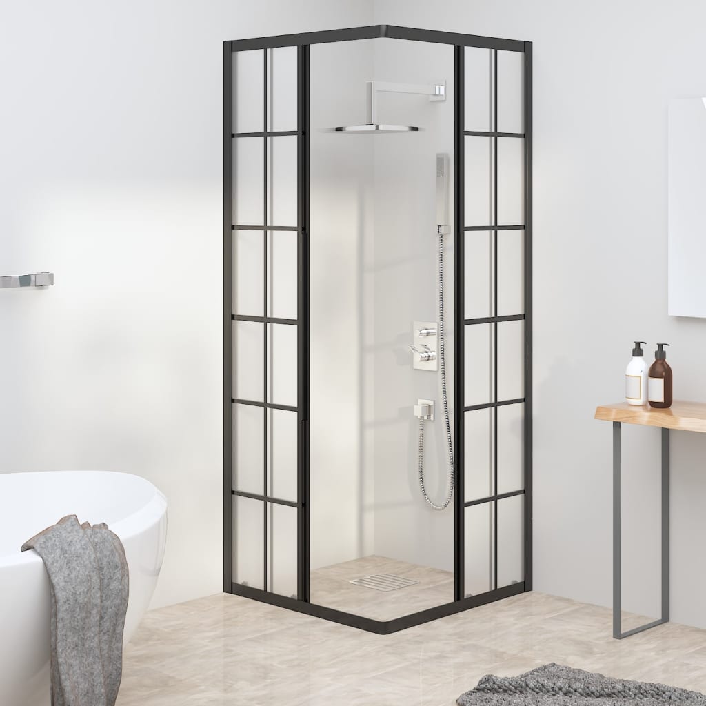Suihkukaappi huurrettu ESG 80x80x180 cm musta - Sisustajankoti.fi