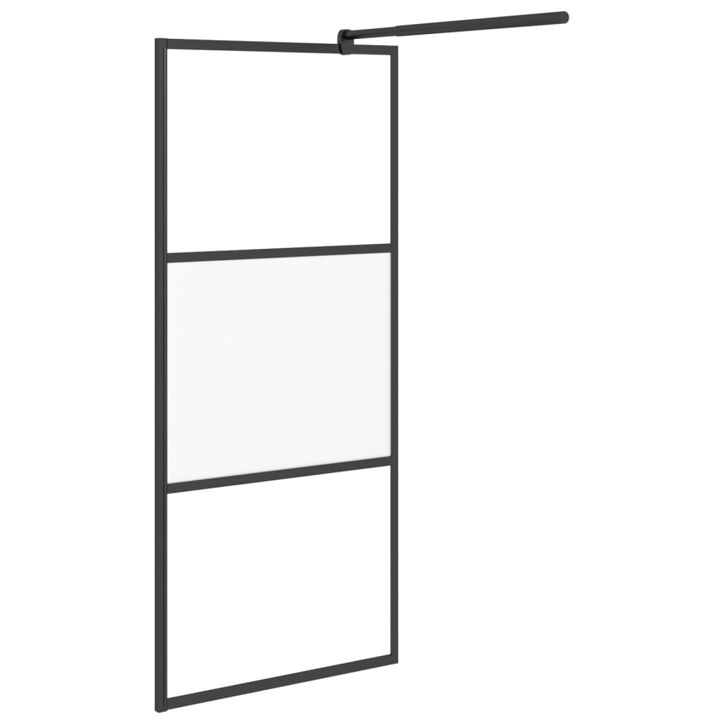 Walk-in suihkuseinäke 90x195 cm puolihuurrettu ESG-lasi musta - Sisustajankoti.fi