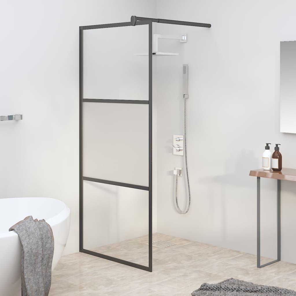 Walk-in suihkuseinäke 90x195 cm puolihuurrettu ESG-lasi musta - Sisustajankoti.fi