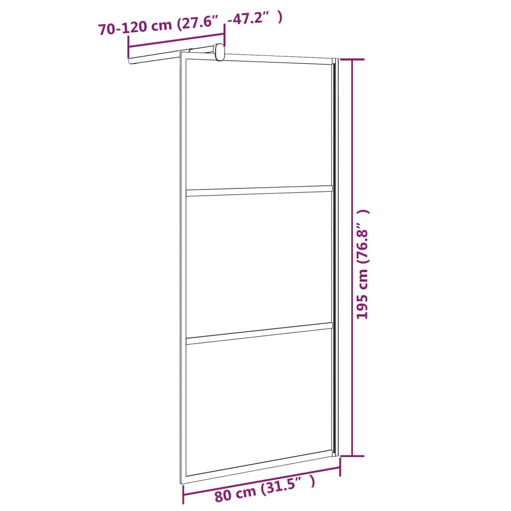 Walk-in suihkuseinäke 80x195 cm huurrettu ESG-lasi musta - Sisustajankoti.fi