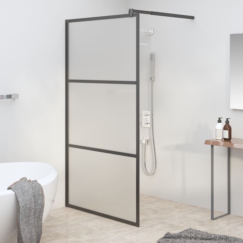 Walk-in suihkuseinäke 100x195 cm huurrettu ESG-lasi musta - Sisustajankoti.fi