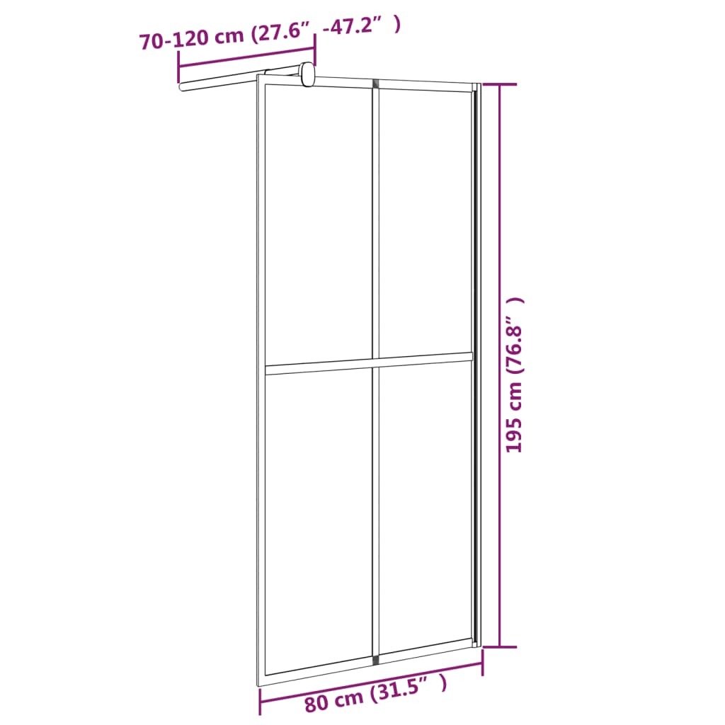 Walk-in suihkuseinäke 80x195 cm tumma karkaistu lasi - Sisustajankoti.fi