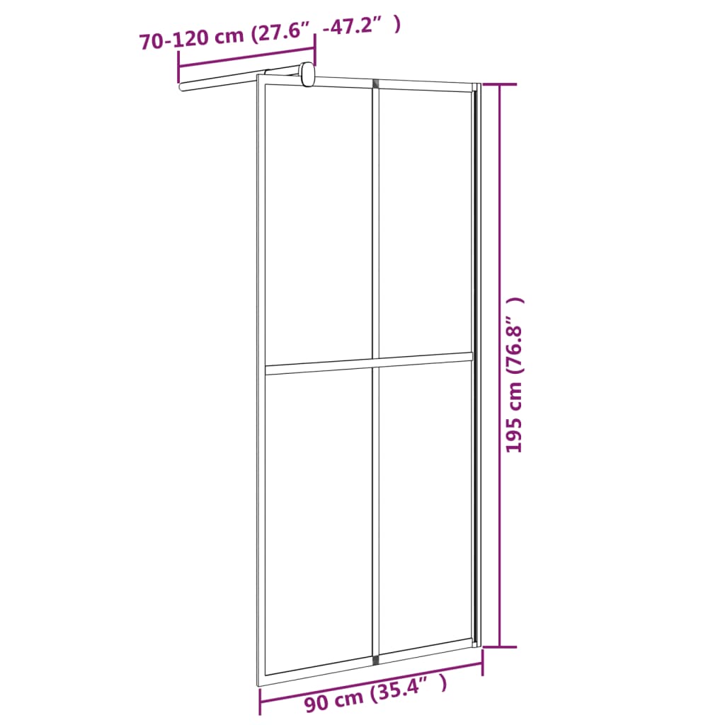Walk-in suihkuseinäke 90x195 cm tumma karkaistu lasi - Sisustajankoti.fi