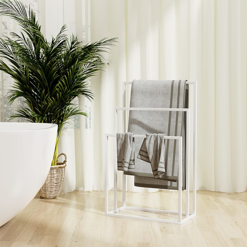 Vapaasti seisova pyyheteline valkoinen 48x24x79 cm rauta - Sisustajankoti.fi