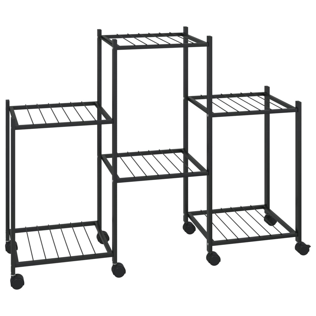 Kukkateline pyörillä 83x25x63,5 cm musta rauta - Sisustajankoti.fi