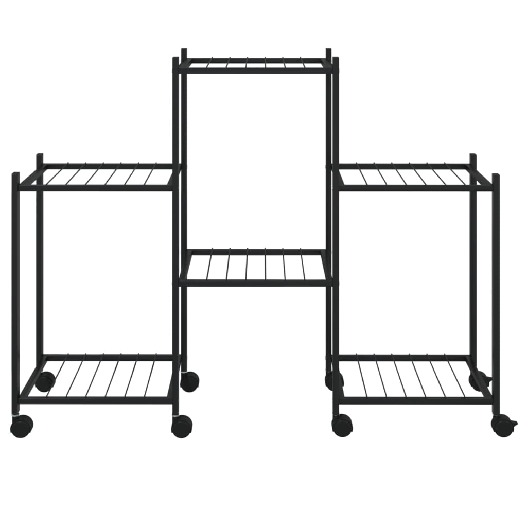 Kukkateline pyörillä 83x25x63,5 cm musta rauta - Sisustajankoti.fi