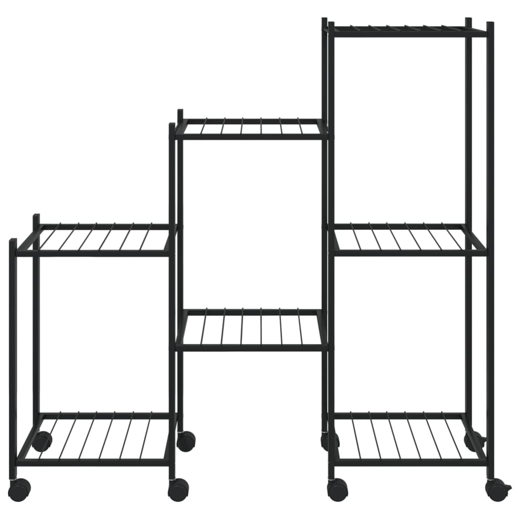 Kukkateline pyörillä 83x25x83,5 cm musta rauta - Sisustajankoti.fi