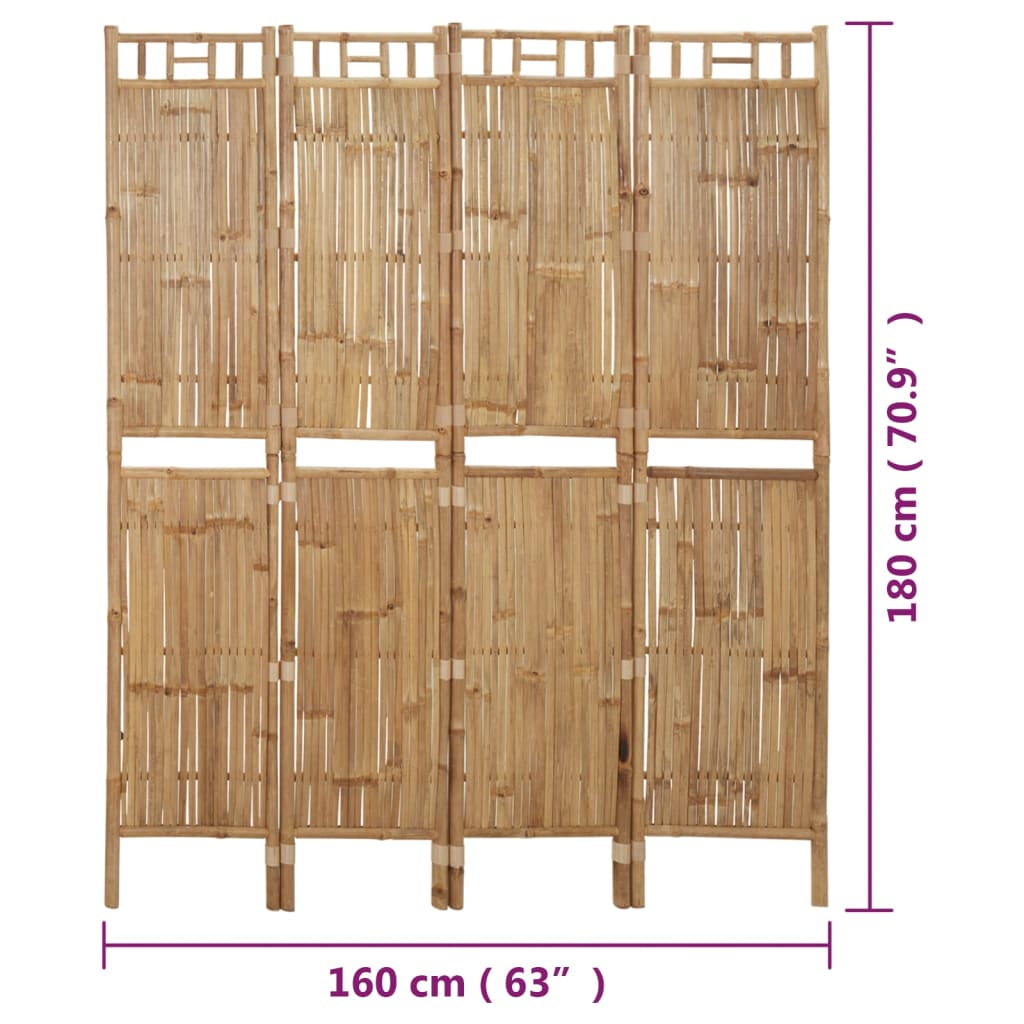 4-paneelinen tilanjakaja bambu 160x180 cm - Sisustajankoti.fi