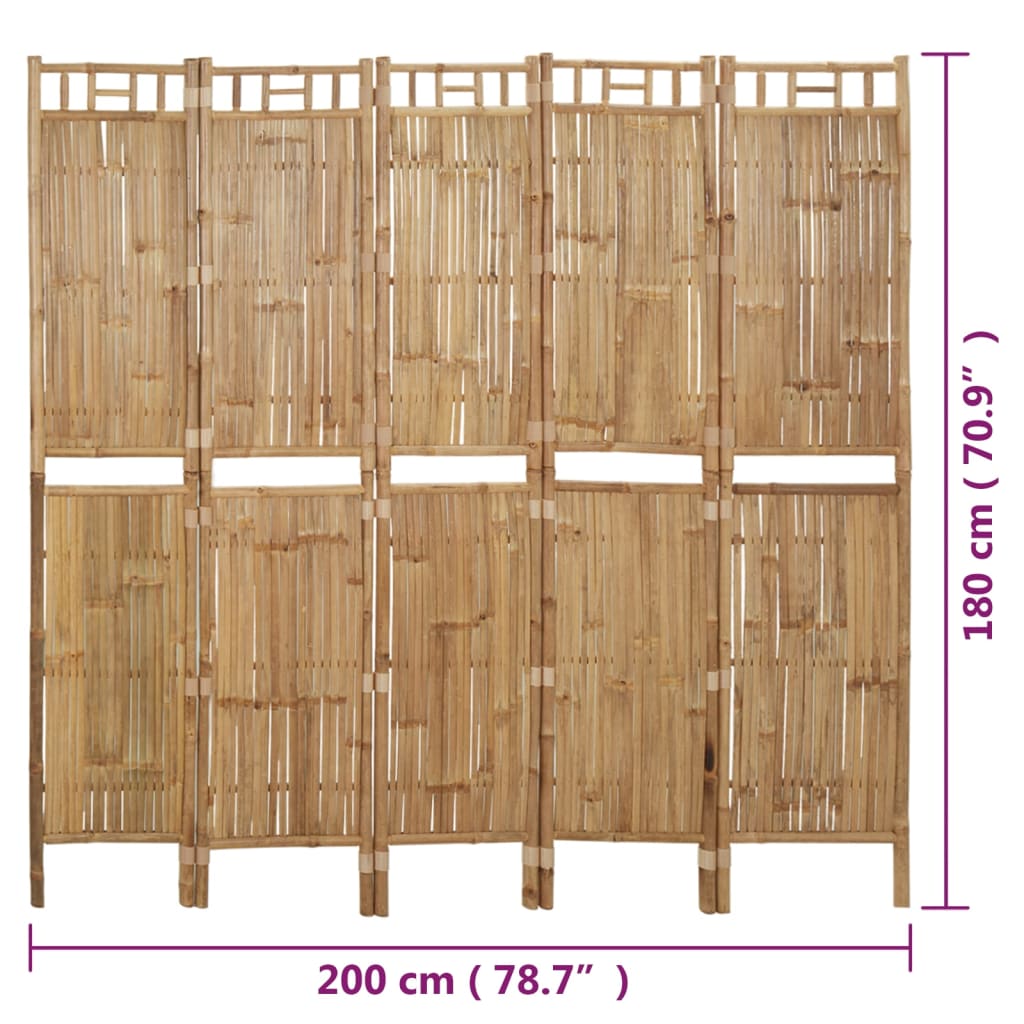 5-paneelinen tilanjakaja bambu 200x180 cm - Sisustajankoti.fi