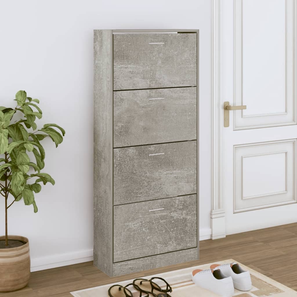 Kenkäkaappi betoninharmaa 63x24x147 cm tekninen puu - Sisustajankoti.fi