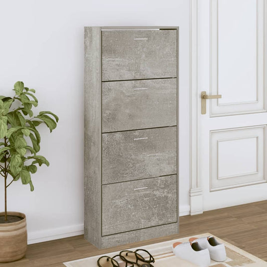 Kenkäkaappi betoninharmaa 63x24x147 cm tekninen puu - Sisustajankoti.fi