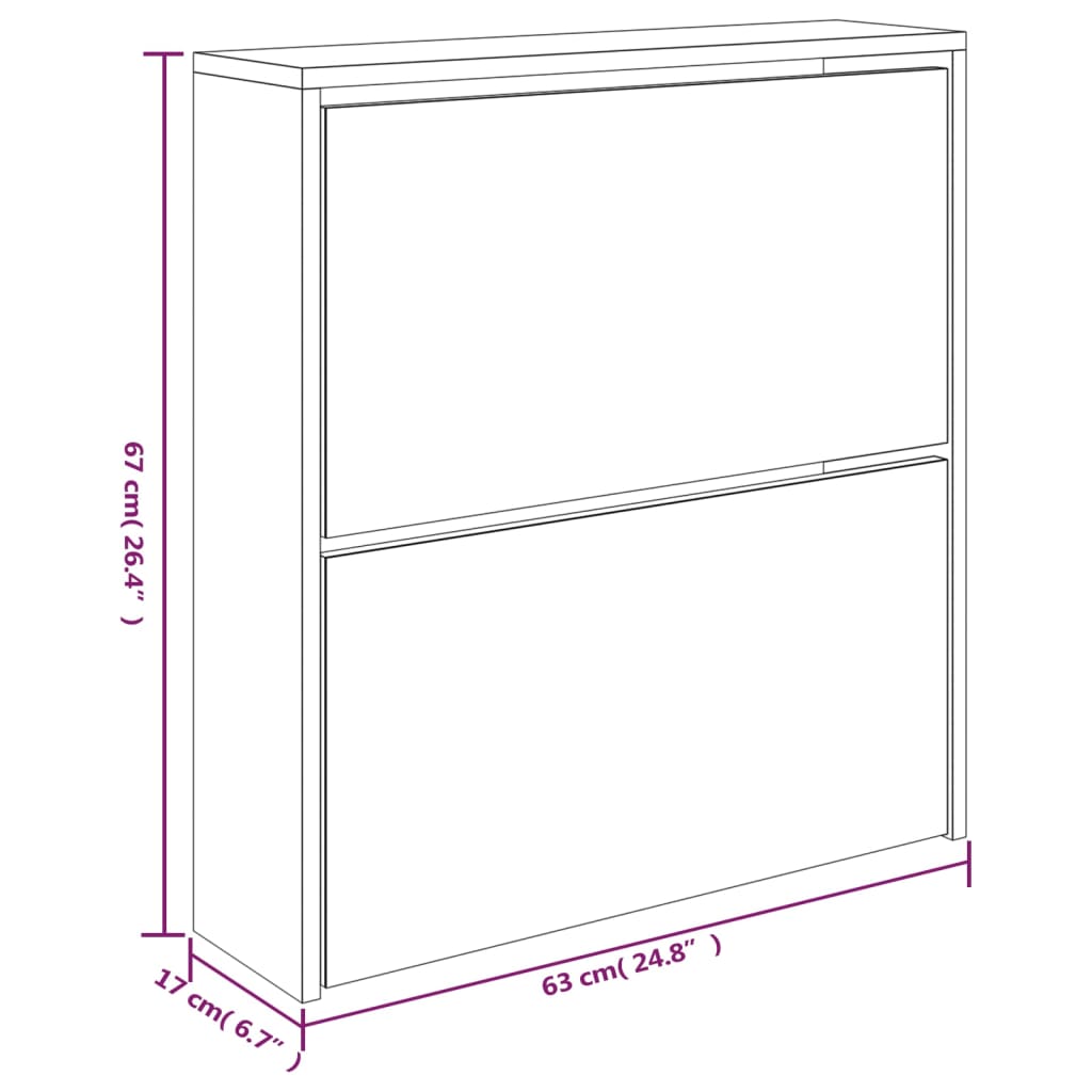 Kenkäkaappi peilillä 2-kerroksinen musta 63x17x67 cm - Sisustajankoti.fi