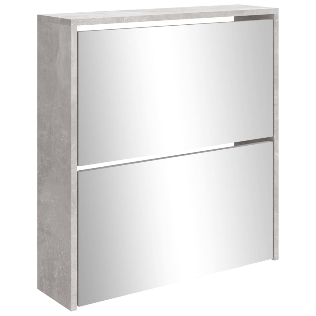 Kenkäkaappi peilillä 2-kerroksinen betoninharmaa 63x17x67 cm - Sisustajankoti.fi