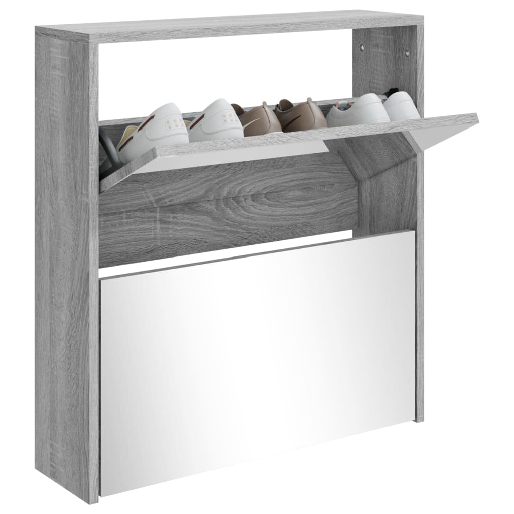 Kenkäkaappi peilillä 2-kerroksinen harmaa Sonoma 63x17x67 cm - Sisustajankoti.fi