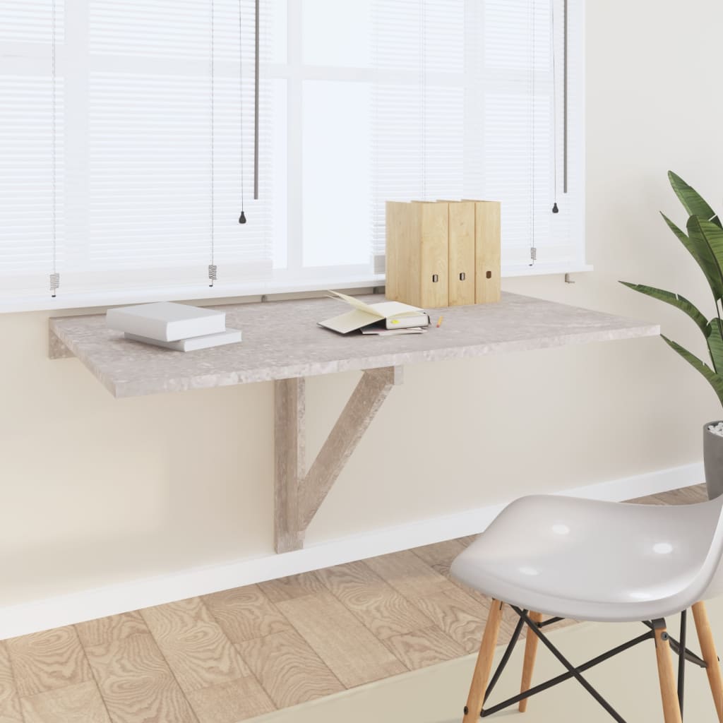 Klaffipöytä seinälle betoninharmaa 100x60x56 cm tekninen puu - Sisustajankoti.fi