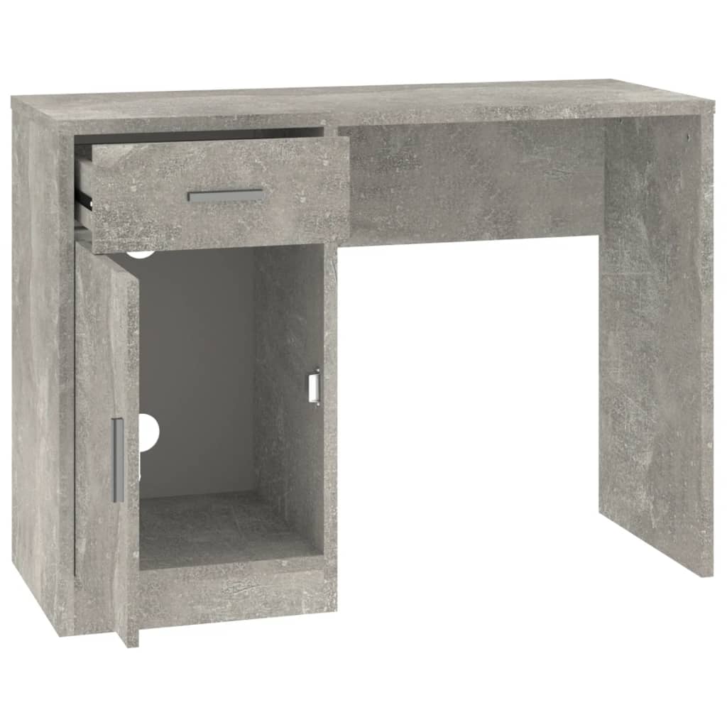 Työpöytä laatikolla ja kaapilla betoninharmaa 100x40x73 cm puu - Sisustajankoti.fi