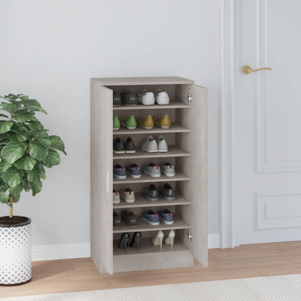 Kenkäkaappi betoninharmaa 55x35x108 cm tekninen puu - Sisustajankoti.fi