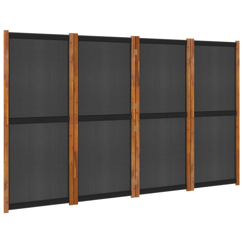 4-paneelinen tilanjakaja musta 280x180 cm - Sisustajankoti.fi