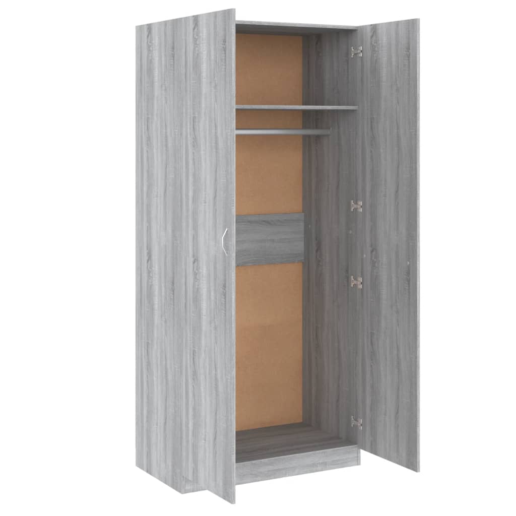 Vaatekaappi harmaa Sonoma 90x52x200 cm tekninen puu - Sisustajankoti.fi