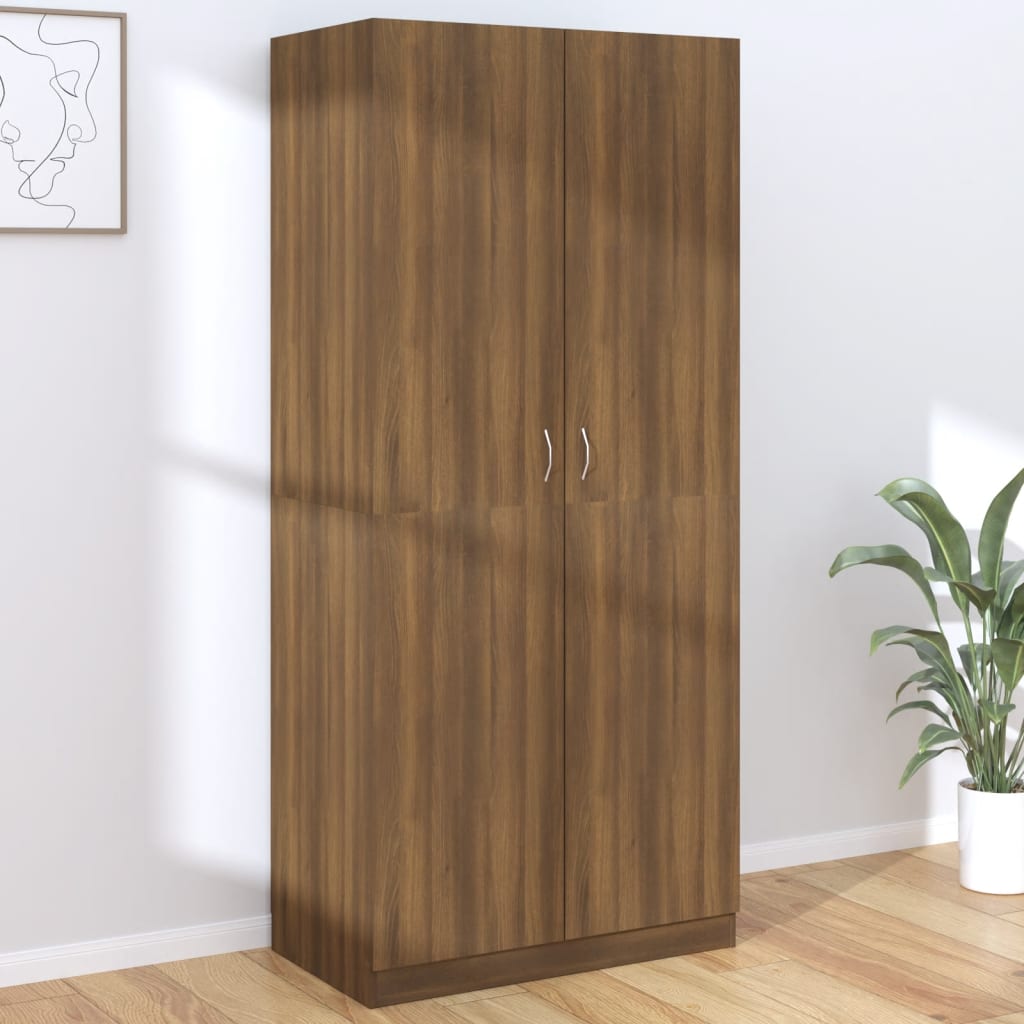 Vaatekaappi ruskea tammi 90x52x200 cm tekninen puu - Sisustajankoti.fi