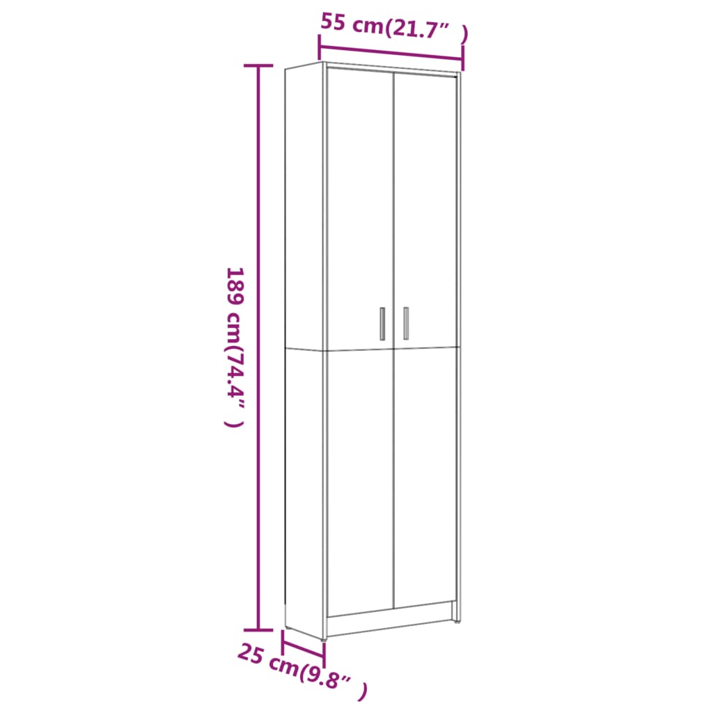 Eteisen vaatekaappi ruskea tammi 55x25x189 cm tekninen puu - Sisustajankoti.fi