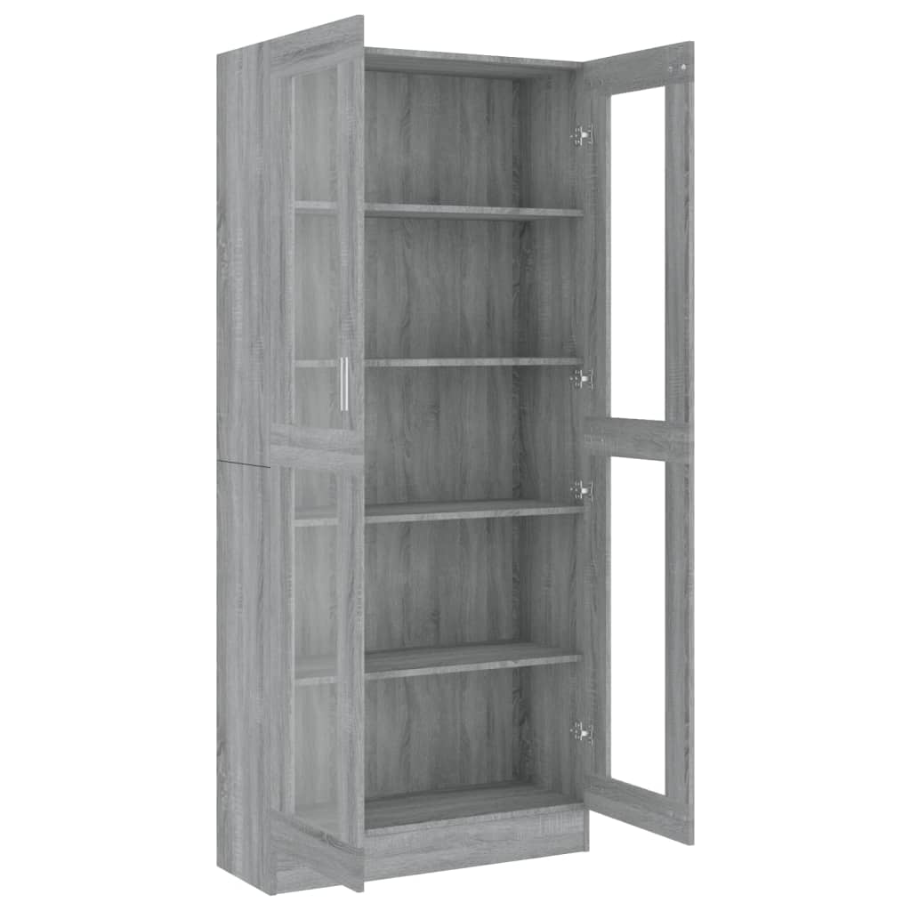 Vitriinikaappi harmaa Sonoma 82,5x30,5x185,5 cm tekninen puu - Sisustajankoti.fi