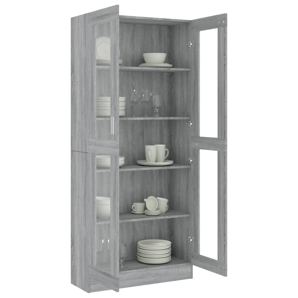 Vitriinikaappi harmaa Sonoma 82,5x30,5x185,5 cm tekninen puu - Sisustajankoti.fi