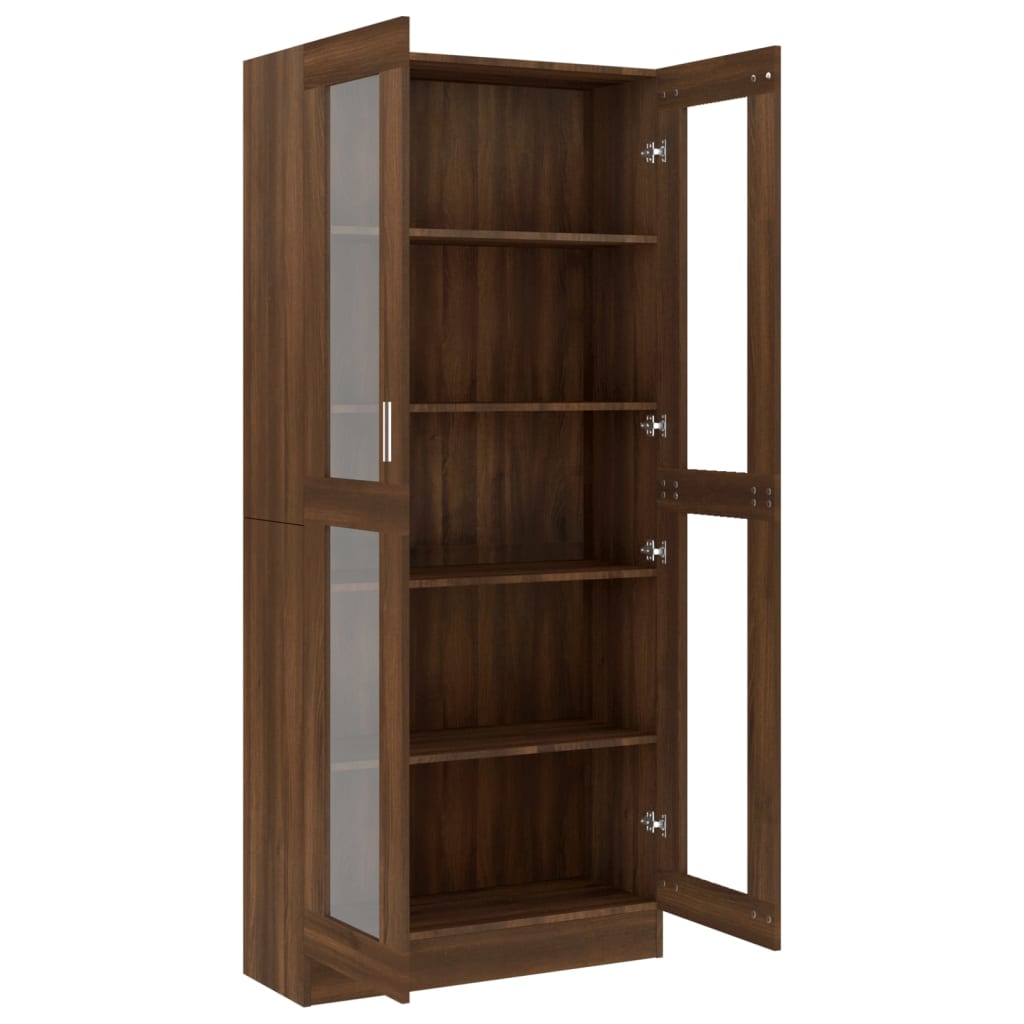 Vitriinikaappi ruskea tammi 82,5x30,5x185,5 cm tekninen puu - Sisustajankoti.fi