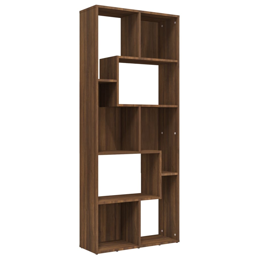 Kirjahylly ruskea tammi 67x24x161 cm tekninen puu - Sisustajankoti.fi