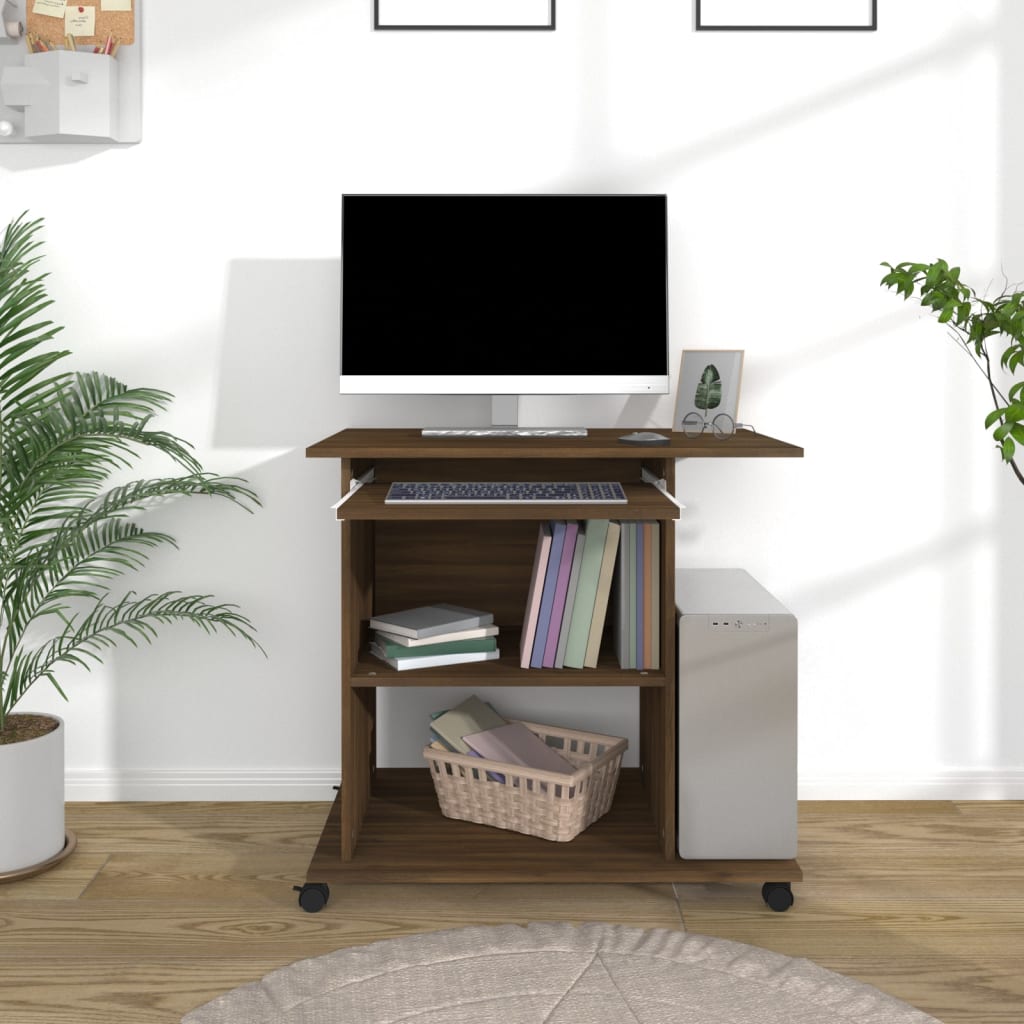 Tietokonepöytä ruskea tammi 80x50x75 cm tekninen puu - Sisustajankoti.fi