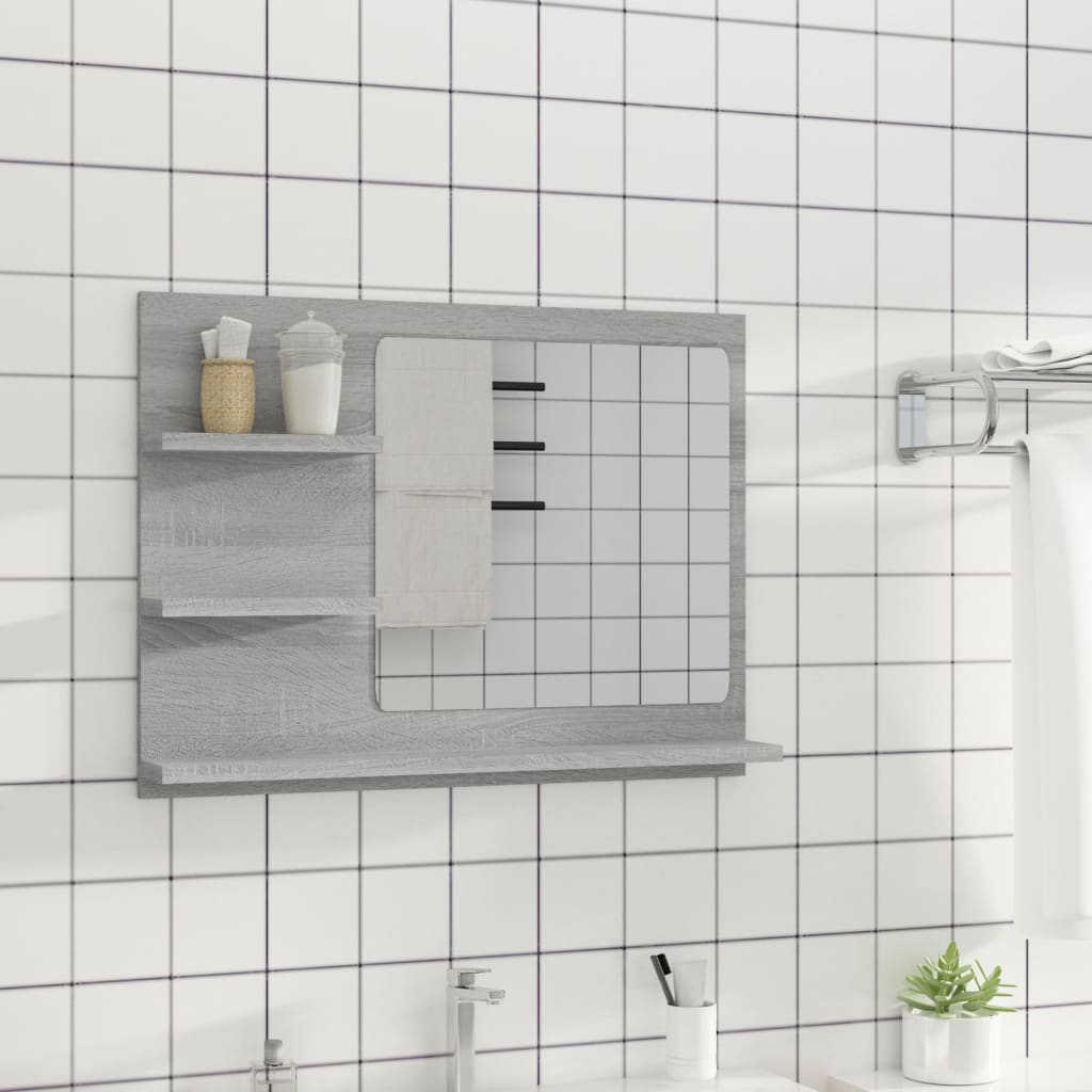 Kylpyhuoneen peili harmaa Sonoma 60x10,5x45 cm tekninen puu - Sisustajankoti.fi