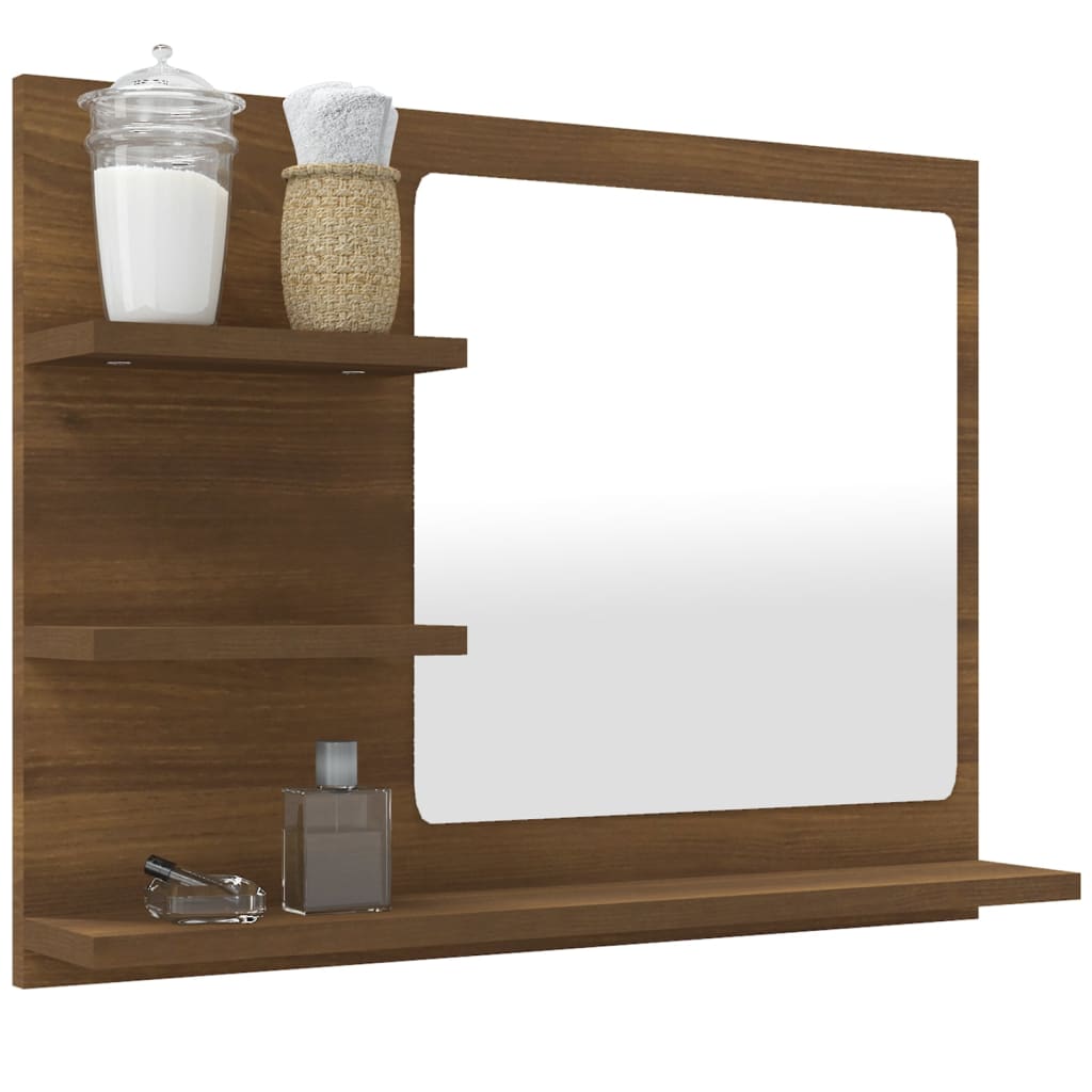 Kylpyhuoneen peili ruskea tammi 60x10,5x45 cm tekninen puu - Sisustajankoti.fi